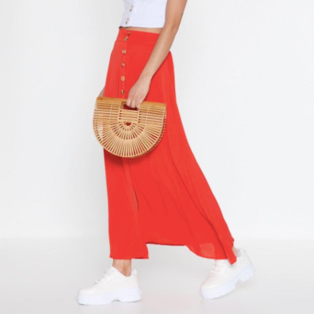 UO Linen Maxi Button-Down Linen Skirt M